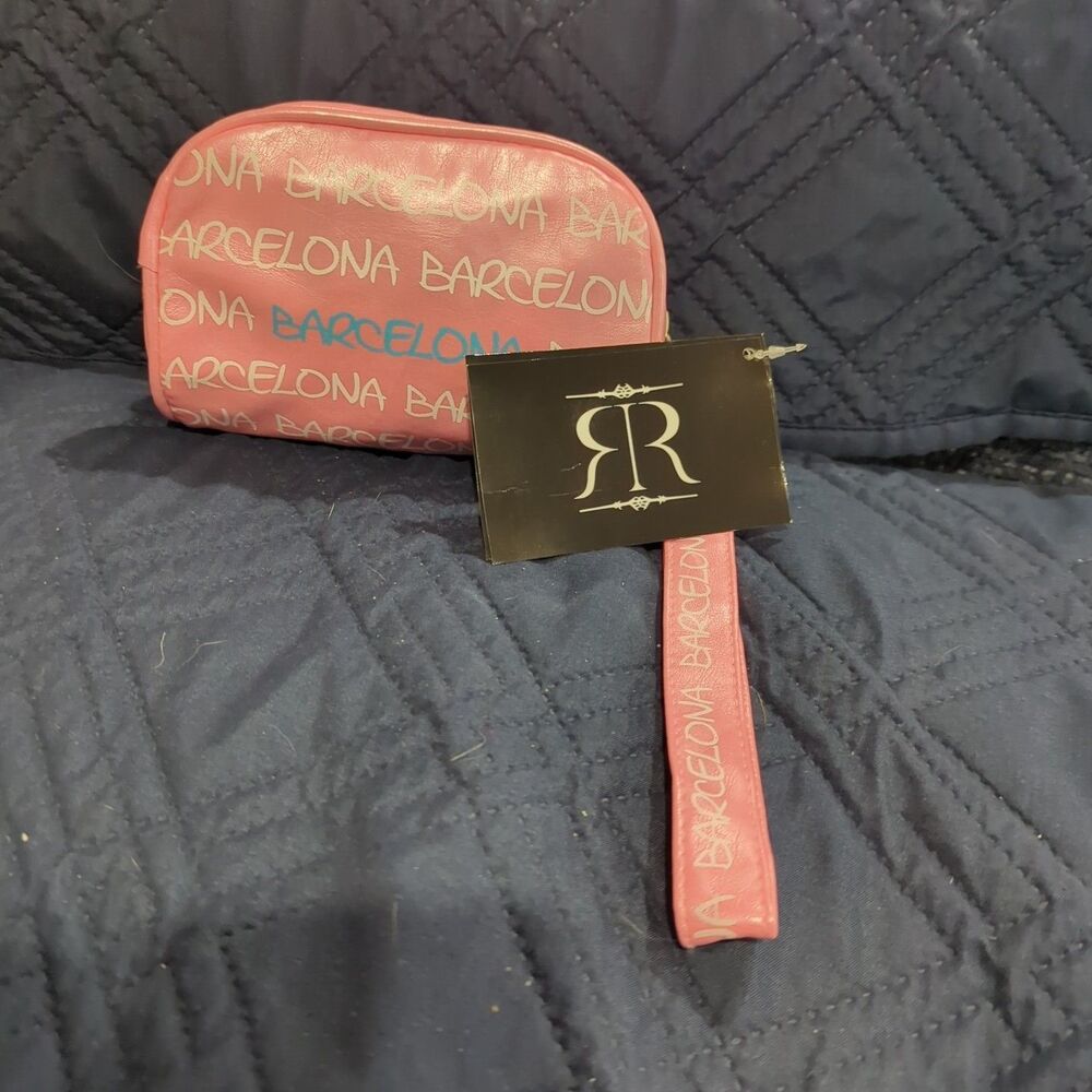 Vintage Y2K Robin Ruth Pink Barcelona Make Up Bag Purse Clutch Spain New NWT